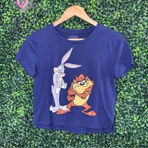 Juniors Looney Tunes Taz Bugs Bunny Graphic Blue Tshirt Sz S